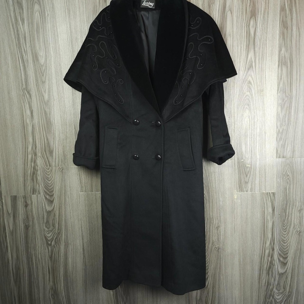 Vintage Forstmann Womens‎ Peacoat Black Buttons Lined Shawl Lapel Pockets Sz 6
